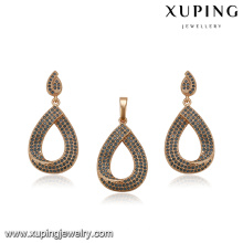 64209 Xuping in stock factory price noble heart shape gold jewelry set for women pendant and earrings